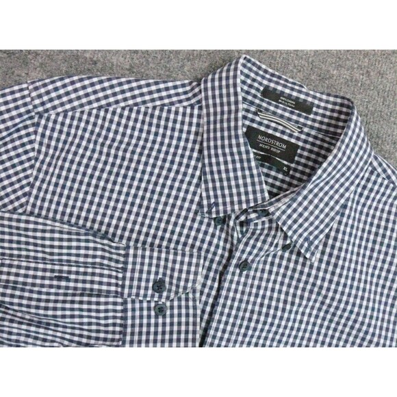 Nordstrom‎ Shirt Mens XL Regular Fit Blue White Check - Picture 1 of 9